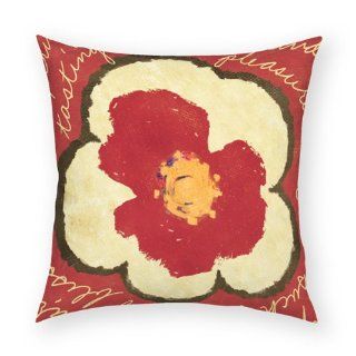 Crimson Flower 18"x18" Artistic Cotton Throw Pillow  