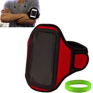 Nokia Lumia 720 Windows Phone 8 Smart Phone Neoprene Exercise Armband ( Red ) with Sweat Resistant Lining , Velcro Strap Extender , Key Pocket and Excess Earphone Cord Holder + VanGoddy Wrist Band Cell Phones & Accessories