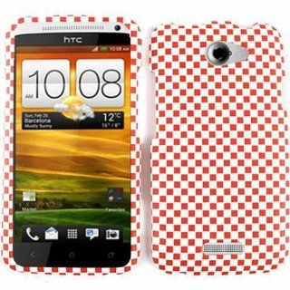 ACCESSORY HARD TEXTURED CASE COVER FOR HTC ONE X S720E 3D RED WHITE CHECKERBOARD Cell Phones & Accessories