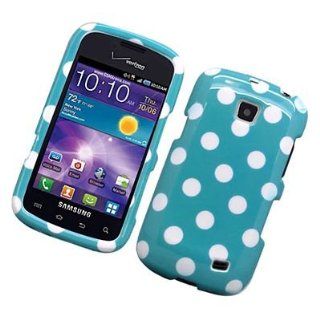 For Straight Talk Samsung Galaxy Proclaim s720c Hard Case Polka Dots White Blue 