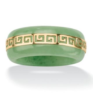 Palm Beach Jewelry Gold Green Jade Greek Key Ring