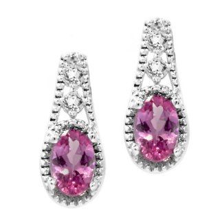 1.00 Ct Stunning 6X4mm Oval Mystic Pink Topaz 925 Sterling Silver Earrings Jewelry
