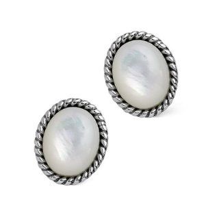 Sterling Silver Mother of Pearl Button Earrings Relios Jewelry Jewelry