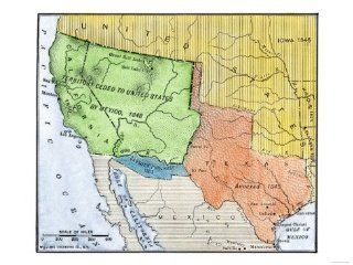 Map of the Territory Ceded by Mexico to the U.S. after the Mexican American War, c.1848 1853 Giclee Print Art (24 x 18 in)  