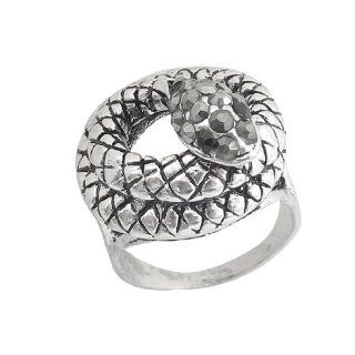 Glitter Rhinestone Decor Snake Style Metal Finger Ring US 8 1/4 for Men Jewelry