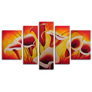 My Art Outlet Hand Painted Singing Lilies 5 Piece Canvas Art Set