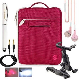 Hot Magenta Vangoddy Select 8 Inch Hydei Sleeve Bundle Kit for All Models of the Craig Electronics CMP743d 8 Inch 4 GB Tablet + Vangoddy Stylus Pen + In Car Tablet Headrest Mount for 7   10 Inch Tablets + 6 Feet Male to Male AUX Cable + Compatible Noise Re