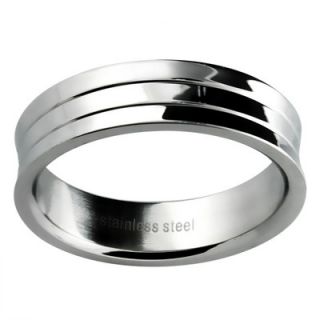 Trendbox Jewelry Ladies Lined Concave Wedding Band Ring