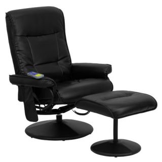 Leather Heated Reclining Massage Chair with Ottoman