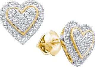 10KT Yellow Gold 0.25 CTW Diamond HEART Earring Jewelry