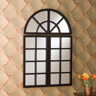 Wildon Home ® Ghent 3 Piece Windowpane Mirror Set in Distressed Black