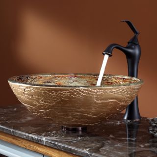 Kraus Copper Illusion Glass Vessel Sink and Ventus Faucet   C GV 580