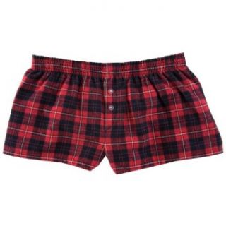 Red and Black Check Novelty Print Flannel Boxer Shorts