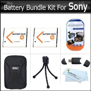 2 Pack Battery Bundle Kit For Sony DSC TX10 DSC W510 DSC W530 DSC W570 DSC W560 DSC WX9 DSC T110 DSC TX100V Digital Camera Includes 2 Replacement Sony NP BN1 (1100 mAH) Extended Rechargeable Batteries + Hard Case + USB 2.0 Card Reader + More  Digital Came