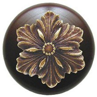 Notting Hill DH Opulent Flower/Dark Walnut (NHW725W AB)   Antique Brass   Doorknobs  