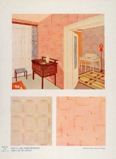 1932 Art Deco Living Room Wallpaper Curtains Desk Print   Original Color Print   Retro Curtains