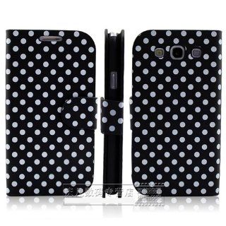 Huaqiang3c� FREE USPS SHIPPING Black Polka Dots PU Leather Flip Case Cover for Samsung Galaxy S 3 III SGH I747 I9300 Cell Phones & Accessories