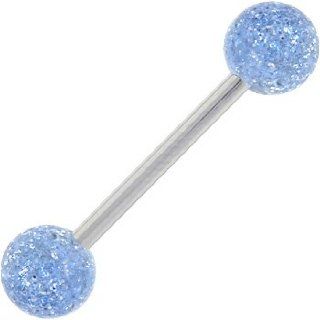 Blue Ice Glitter Barbell Tongue Ring Piercing Rings Jewelry