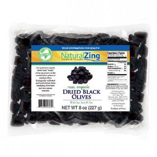 Peruvian Black Dried Olives w/ Sea Salt (Raw, Organic) 8 oz  Black Olives Produce  Grocery & Gourmet Food