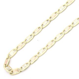 14K Tri Color Gold 3mm Valentino Chain Necklace 24" Jewelry