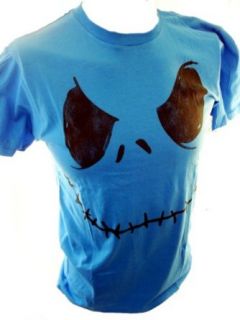 Nightmare Before Christmas Mens T Shirt   Jack Skellington's Face on Blue (Small) Clothing