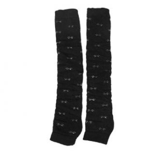2 Pcs Bowknot Printed Stretchy Knitting Leg Warmers Black for Woman