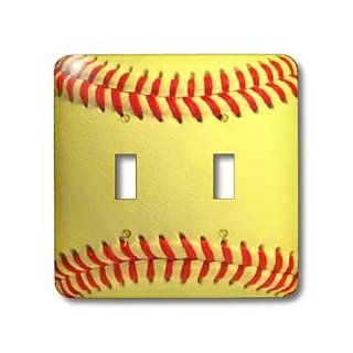 3dRose LLC lsp_120271_2 Softball Close Up Photography Print Yellow And Red Soft Ball for Sporty Sport Fans Team Players Double Toggle Switch   Switch Plates  