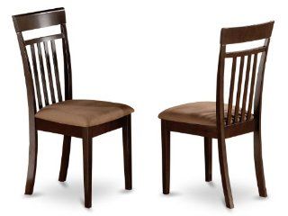 Set of 2 Capri Dining Room Kitchen Chair with microfiber Upholstered Seat in Cappuccino  