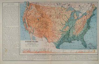 1904 Original Topography Physical Map United States   Original Print Map  