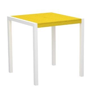 37" Outdoor Recycled Earth Friendly Counter Table  Lemon Yellow with White Frame  Patio Side Tables  Patio, Lawn & Garden