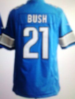 Detroit Lions 21 Reggie Bush elite blue jersey (48)  Football Uniforms  Sports & Outdoors