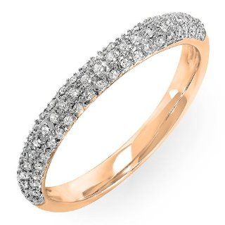 0.25 Carat (ctw) 14k Gold Round Diamond Ladies Pave Anniversary Wedding Band Stackable Ring 1/4 CT Pave Set White Gold Bands Jewelry