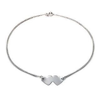 Sterling Silver Double Heart Anklet (9") Sea of Diamonds Jewelry