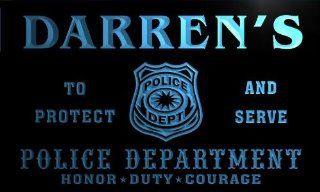 tk240 b Darren's Police DEPT Department Badge Policemen Bar Beer Neon Light Sign  