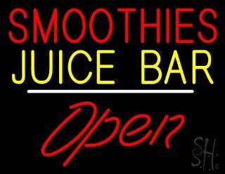 Smoothies Juice Bar Script1 Open White Line Outdoor Neon Sign 24" Tall x 31" Wide x 3.5" Deep  Business And Store Signs 