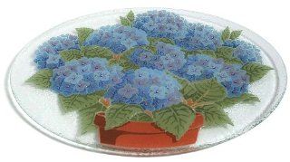 Peggy Karr Handcrafted Art Glass Hydrangea Serving Dish, Oval, 18 Inch Platters Kitchen & Dining