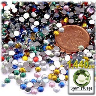 The Crafts Outlet 1440 Piece Round Rhinestones, 3mm, Multi Assortment