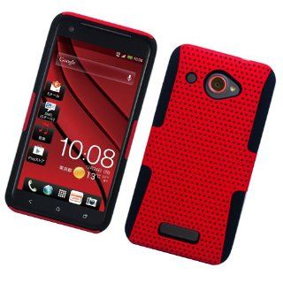 Red Black Apex Perforated Double Layer Hard Case Cover for HTC Droid Dna/ 6435 + Free Silver Stylus Pen Cell Phones & Accessories