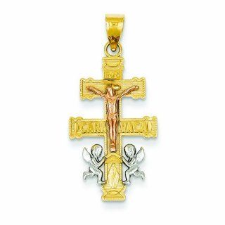 14K Gold Tri color Small Cara Vaca Cross Pendant Jewelry