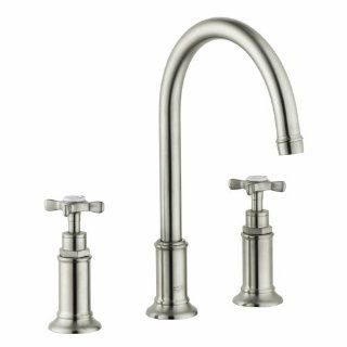 Hansgrohe 16513821 Axor Montreux Widespread Faucet with Cross Handle, Brushed Nickel   Touch On Kitchen Sink Faucets  
