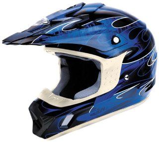 THH TX 12 Flame Off Road Helmet (Black/Blue, X Large) Automotive
