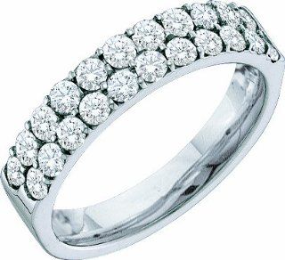 Ladies 14k White Gold .5 Ct Round Cut 2 Row Diamond Wedding Engagement Band Ring Rodeo Jewels Co Jewelry