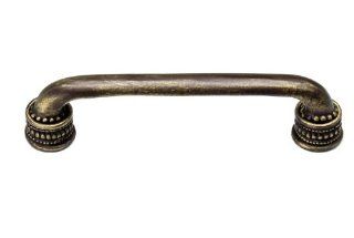 Carpe Diem Hardware 745 3 Hardware 745 3 Classic 5 Inch Pull with Beaded Treatment on Bottom 5 Inch Center Pull, Antique Brass   Cabinet And Furniture Pulls  