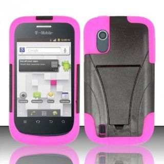 For ZTE Concord V768 (T Mobile)   PC+SC HYBRID Cover w/ Kickstand   Hot Pink HYB Cell Phones & Accessories