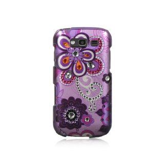 Purple Flower Blossoms Bling Gem Jeweled Crystal Cover Case for Samsung Galaxy S Blaze 4G SGH T769 Cell Phones & Accessories