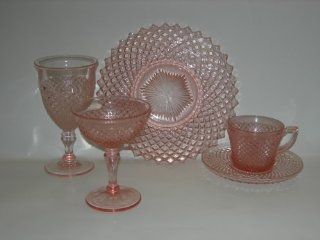 Pink English Hobnail Dishes  Snack Plate And Cup Sets  