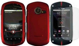 Red Hard Case Cover+LCD Screen Protector for Verizon Wireless Casio G'zOne Commando C771 Cell Phones & Accessories