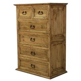 Rustic 6 Drawer Chest Of Drawers, Real Wood, Western   Bedroom Furniture