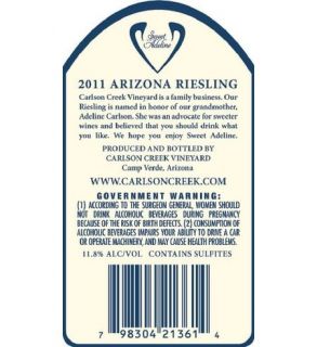 2012 Carlson Creek Vineyard Sweet Adeline Riesling 750 mL Wine
