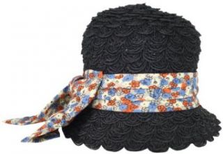 San Diego Hat Women's Toyo Floral Cloche Hat, Black, One Size